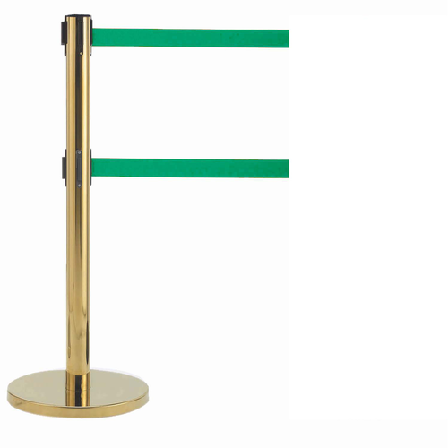 AARCO HB-27GR 40" H Green Rubber Floor Guards Dual Retractable Belt Form-A-Line System