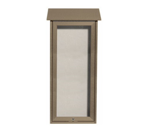 AARCO OPLD3416-8 16" W x 5.5" D x 34" H Weathered Wood Plastic Lumber Frame Vinyl Covered Cork Tackboard Surface Slimline Message Center