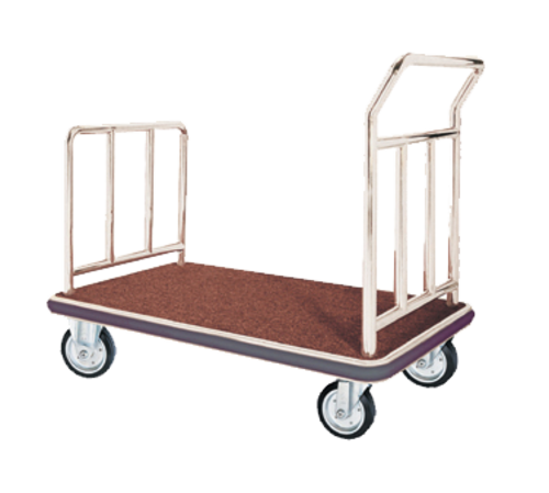 AARCO FB-1C 42" W x 27" D x 36" H Chrome Frame Finish Red Deck Luggage Cart with 8" Solid Wheels