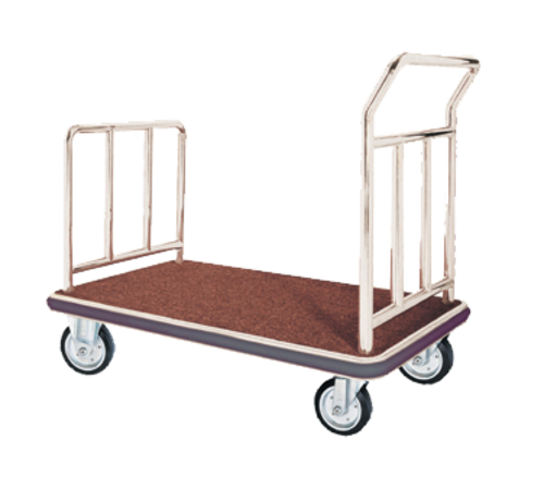 AARCO FB-1C 42" W x 27" D x 36" H Chrome Frame Finish Red Deck Luggage Cart with 8" Solid Wheels