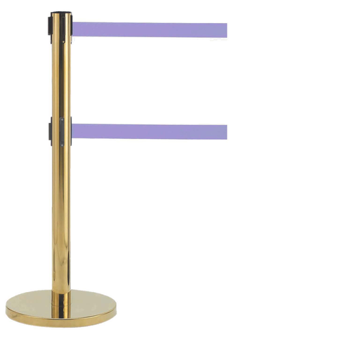 AARCO HB-27PU 40" H Purple Rubber Floor Guards Dual Retractable Belt Form-A-Line System