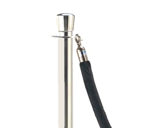 AARCO Tr-9 8' Black Velour Form-A-Line Rope with Polished Chrome Snap Hook