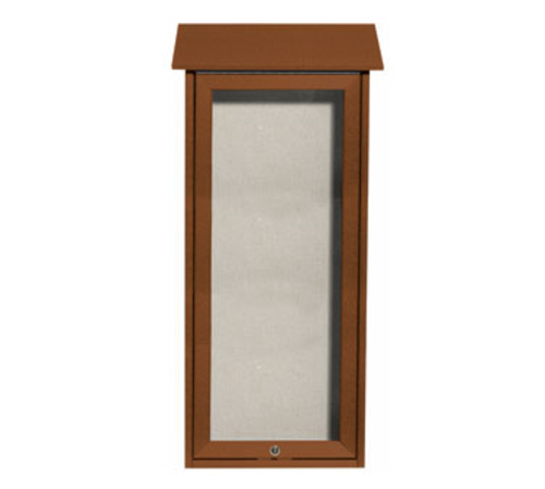 AARCO OPLD3416-5 16" W x 5.5" D x 34" H Cedar Plastic Lumber Frame Vinyl Covered Cork Tackboard Surface Slimline Message Center