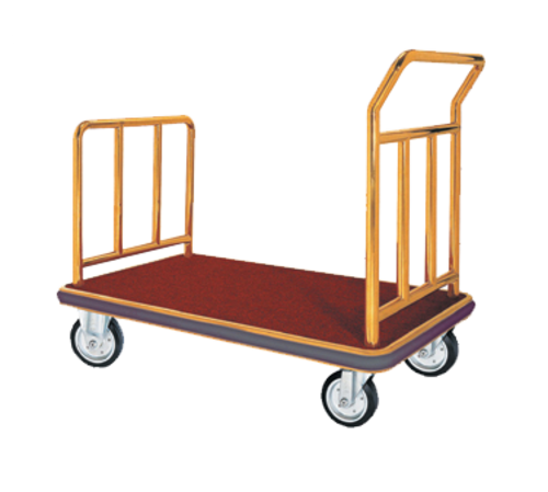 AARCO FB-1B 42" W x 24" D x 36" H Satin Frame Finish Red Deck Luggage Cart with 8" Wheels