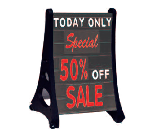 AARCO RAF-4 26.5" W x 24" D x 42" H Letter Board Roll A-Frame Sidewalk Sign