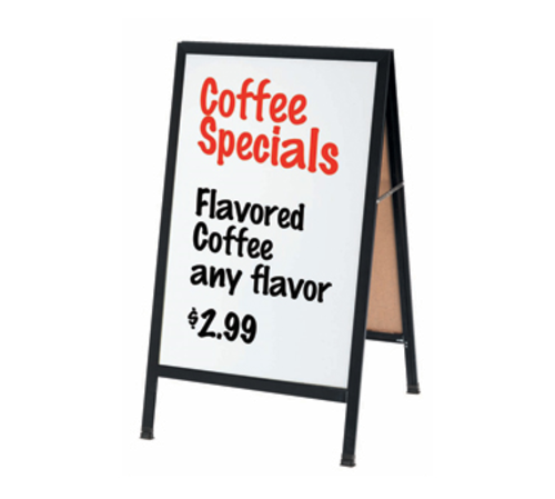 AARCO BA-5 24" W x 42" H Black Powder Coated Finish Markerboard Aluminum Sidewalk Markerboard
