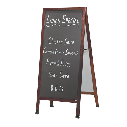 AARCO MLA1B 30" W x 68" H Cherry Lacquer Finish Markerboard Wood Sidewalk Chalkboard