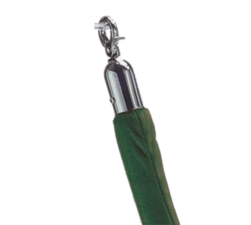 AARCO Tr-128 8' Green Velour Form-A-Line Rope with Satin Chrome Snap Hook