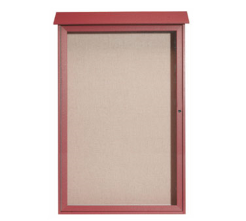 AARCO PLD5438-7 38" W x 5.5" D x 54" H Rosewood Plastic Lumber Frame Vinyl Covered Cork Tackboard Surface Message Center