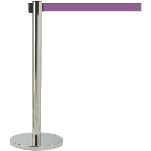 AARCO HC-10PU 40" H Steel Post Chrome Finish Form-A-Line System with 10' Retractable Purple Belt