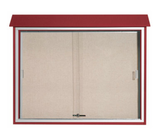 AARCO PLDS3645-7 45" W x 5.5" D x 36" H Rosewood Plastic Lumber Frame Vinyl Covered Cork Tackboard Surface Message Center