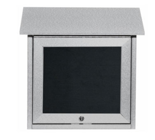 AARCO OPLD1818L-2 18" W x 5.5" D x 18" H Light Grey Plastic Lumber Frame Black Letter Board Slimline Message Center