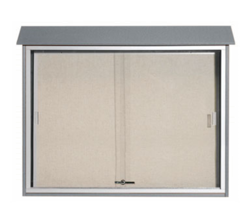 AARCO PLDS3645-2 45" W x 5.5" D x 36" H Light Grey Plastic Lumber Frame Vinyl Covered Cork Tackboard Surface Message Center