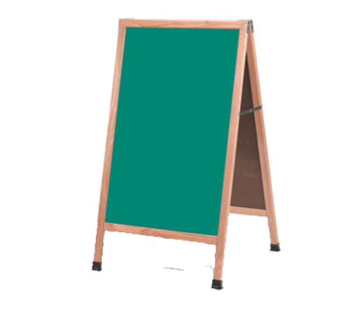AARCO A-1SG 24"W x 42"H Green Wood Sidewalk Chalkboard