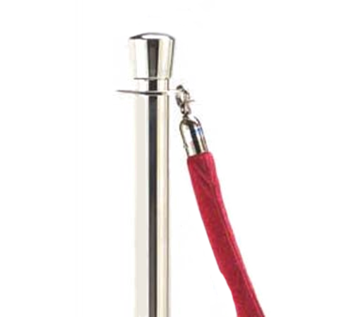 AARCO Tr-11 8' Red Velour Form-A-Line Rope with Polished Chrome Snap Hook