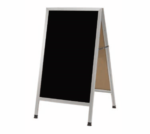 AARCO AA-11 24"W x 42"H Black Melamine Aluminum Sidewalk Markerboard