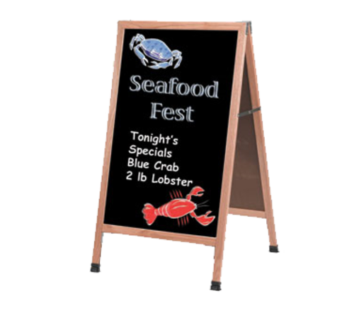 AARCO A-1B 24"W x 42"H Black Composition Wood Sidewalk Chalkboard