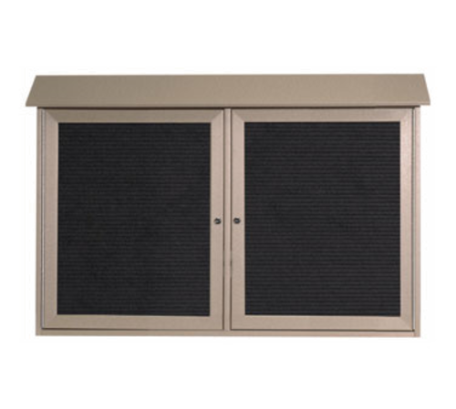 AARCO PLD3045-2L-8 45" W x 5.5" D x 30" H Weathered Wood Plastic Lumber Frame Black Letter Board Message Center