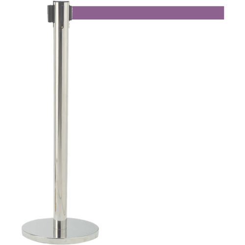 AARCO HS-10PU 40" H Steel Post Satin Finish Form-A-Line System with 10' Retractable Purple Belt