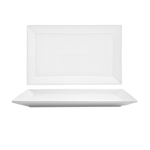 FOH DSP002WHP22 11" W x 7" D White Porcelain Rectangle Harmony Plate (6 Each Per Case)