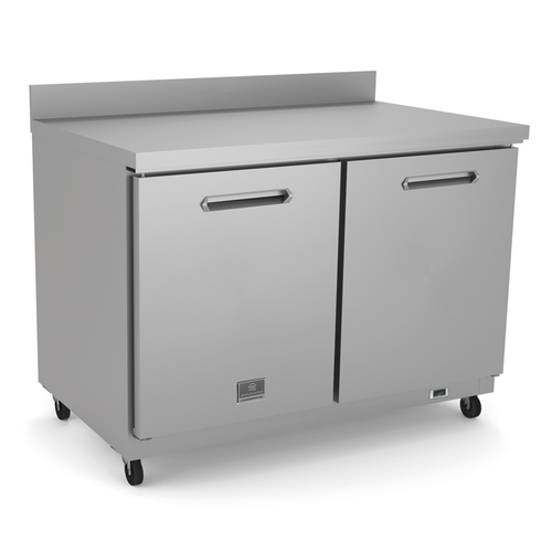Kelvinator KCHUCWT48F 48.25" W Two-Section Stainless Steel Worktop with Backsplash Reach-In Undercounter Freezer - 115 Volts