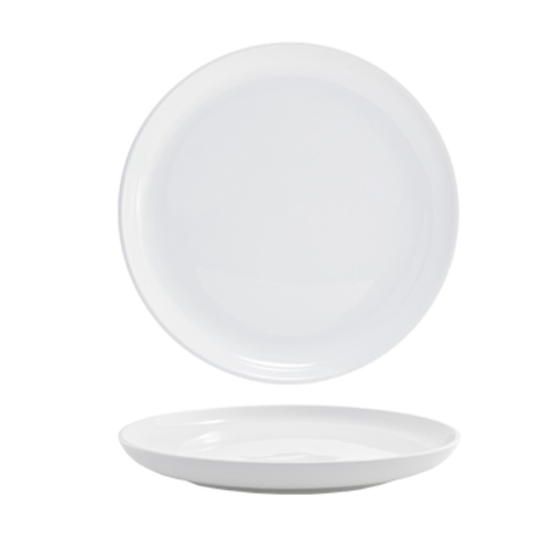 FOH DOS018WHP22 11.5" W x 11.5" D Round Porcelain Raised Edge Harmony Plate (6 Each Per Case)