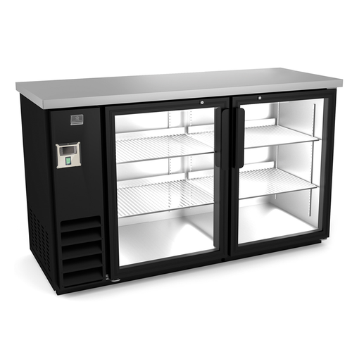 Kelvinator KCHBB60G 60" W Black Painted Steel 2 Glass Doors Back Bar Cooler - 115 Volts 0.2 HP