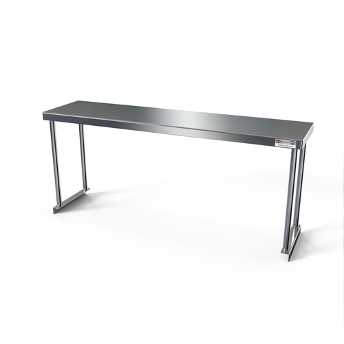 NBR Equipment TMS-1260S 60" W x 12" D x 21" H 18 Ga. Stainless Steel Table Mounted Single Overshelf