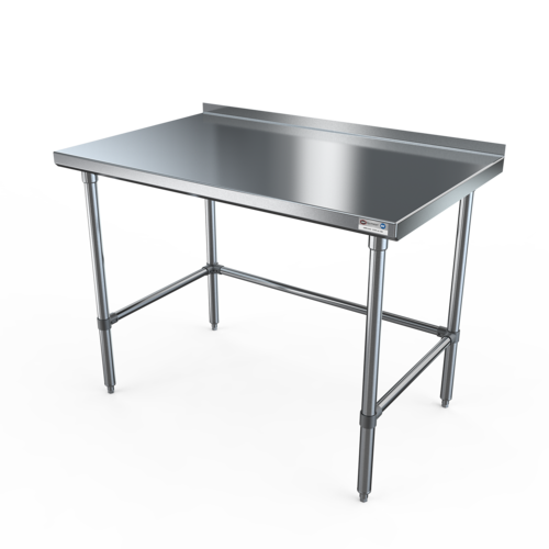 NBR Equipment TS4-7236R-X 72" W x 36" D x 37.25" H Stainless Steel Top with 1.5" H Rear Up-Turn Adjustable Bullet Feet Premium Work Table