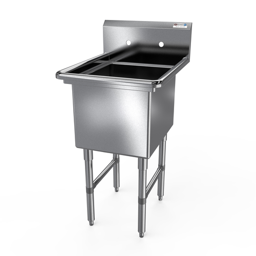 NBR Equipment 1SS-162014 21.13" W Stainless Steel 16 Gauge without Drainboard One-CompartmentPremium Sink