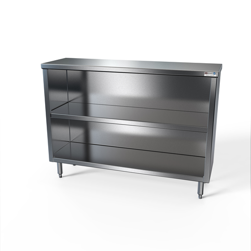 NBR Equipment DC-1860 60"W x 18"D x 34.75"H Stainless Steel Open Front Dish Cabinet