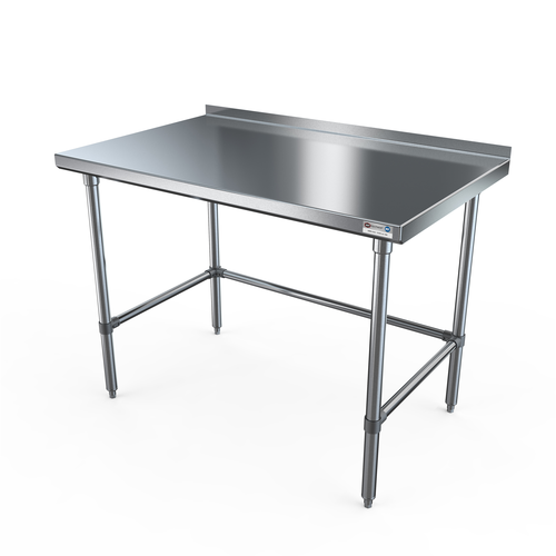 NBR Equipment TS-8424R-X 84" W x 24" D x 37.25" H Stainless Steel Top with 1.5" H Rear Up-Turn Adjustable Bullet Feet Premium Work Table