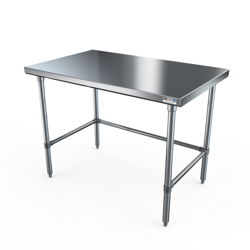 NBR Equipment TS-8424-X 84" W x 24" D x 35.75" H Stainless Steel Flat Top Adjustable Bullet Feet Premium Work Table
