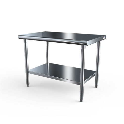 NBR Equipment TS6-8430 84" W x 30" D x 35.75" H Stainless Steel Flat Top Adjustable Undershelf Adjustable Bullet Feet Premium Work Table