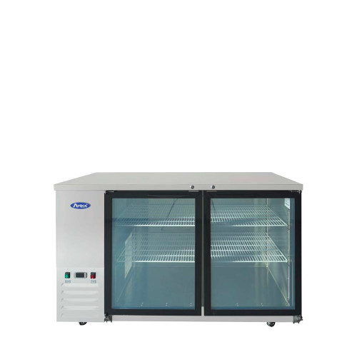 Atosa SBB59GGRAUS1 57.75" W Stainless Steel 2-Section Glass Door Back Bar Cooler - 115 Volts
