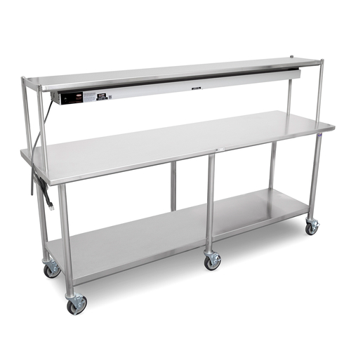 John Boos ET6-2484SSW 84" W x 54" D x 24" H Stainless Steel Flat Top Built In Toggle Switch All Welded Construction Expediting Table - 120 Volts 1-Phase