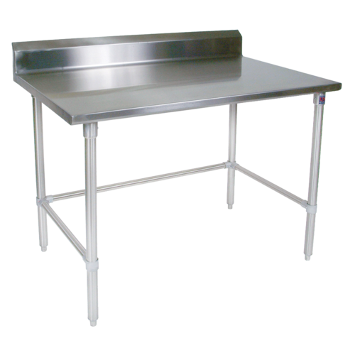 John Boos ST6R5-2484GBK 84" W x 40.75" D x 24" H Stainless Steel Top With 5" Backsplash Galvanized Legs Work Table