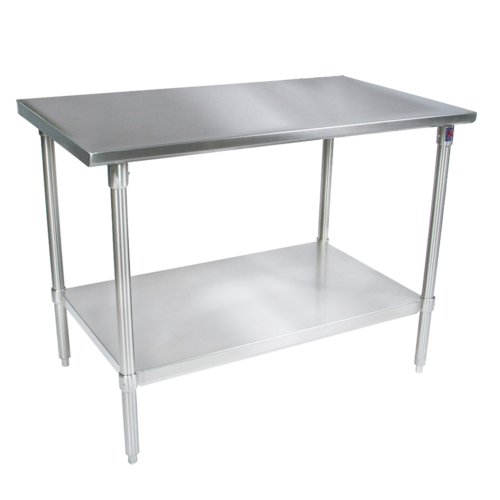 John Boos ST6-30108GSK 108"W x 30"D Stainless Steel Top With Adjustable Undershelf Work Table