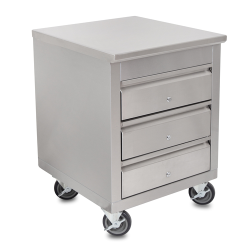 John Boos 4CD4-2730-CL 29.75" W x 26.5" D x 33.75" H Stainless Steel 3 Tier with Lock Mobile Drawer Cabinet