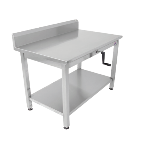 John Boos LT6R5-3072SSW 72" W x 30" H Adjustable Height 5"H Backsplash Foldable Hand Crank ADA Work Table