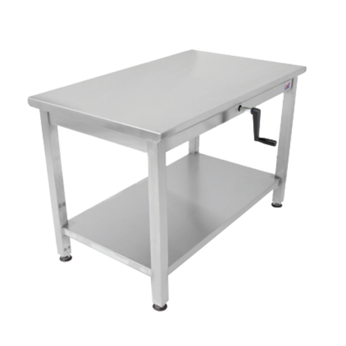 John Boos LT6-3072SSW 72" W x 30" H Adjustable Height Stainless Steel Undershelf Foldable Hand Crank ADA Work Table