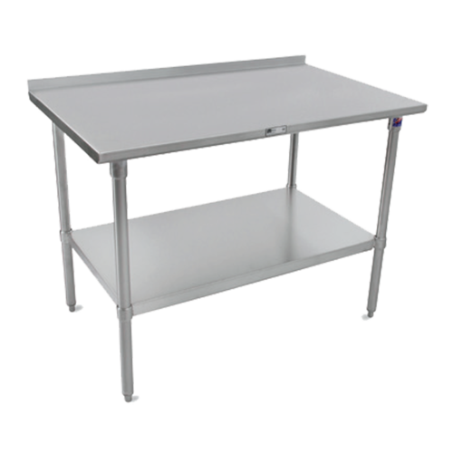 John Boos ST6R1.5-3072SSK 72" W x 37.25" D x 30" H Stainless Steel Top With 1.25" H Rear Up-Turn Adjustable Undershelf Work Table