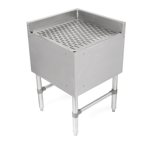 John Boos UBDB-1818-90-IC 18"W x 18"D x 32.5"H Stainless Steel Freestanding 3"H Backsplash Underbar Corner Drain Board