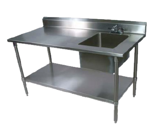 John Boos EPT6R5-3048GSK-R 48"W x 30"D x 40.75"H Galvanized Legs And Adjustable Undershelf Work Table With Prep Sink