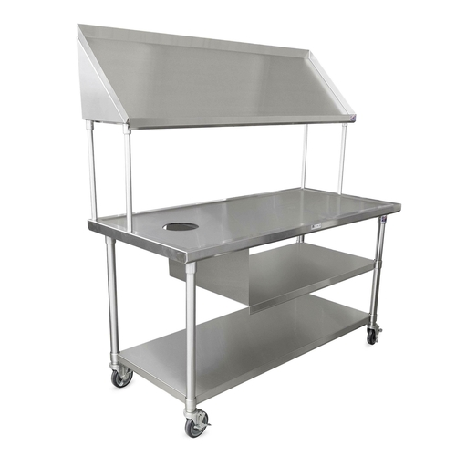 John Boos BT6-3063SSK 63" W x 30" D 16 Ga. Stainless Steel Undershelf Mobile Sorting Table with Casters