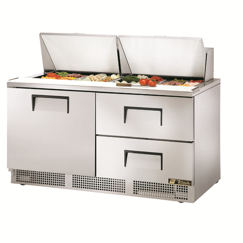 True TFP-64-24M-D-2 64.13" W Two-Section Rear Mounted Self-Contained Refrigeration Sandwich/Salad Unit - 115 Volts