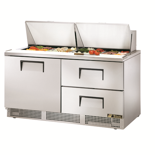 True TFP-64-24M-D-2-HC 64.13" W Stainless Steel 1 Door with Locks and 2 Drawers Sandwich and Salad Unit - 115 Volts