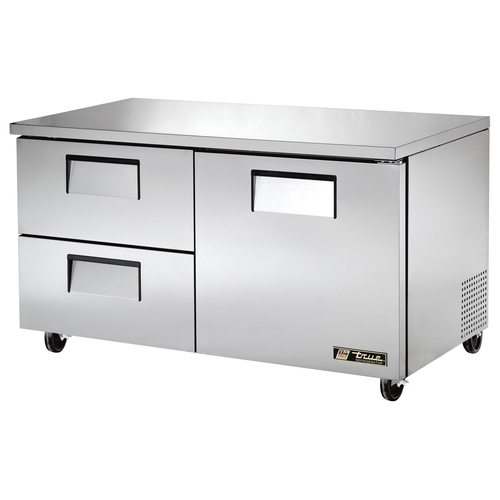 True TUC-60D-2-HC 29.75" H x 60.38" W x 30.13" D 1 Stainless Steel Door 2 Drawers Aluminum Interior Undercounter Refrigerator - 115 Volts 1-Ph