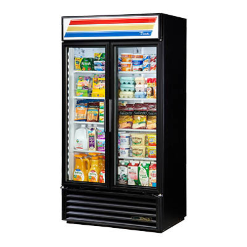 True TS-35-HC 2 Stainless Steel Doors 6 Gray PVC Coated Adjustable Wire Shelves LED Interior Lightning Reach-In Refrigerator - 115 Volts