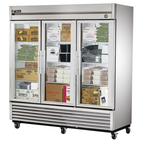 True T-72FG-HC~FGD01 78.13" W Stainless Steel Glass Doors Reach-In Freezer - 115 Volts
